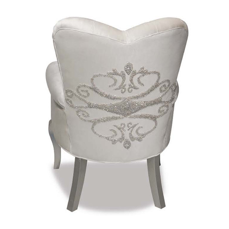 Colton Tufted Armchair, Ivory Velvet