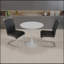 Table de salle à manger 31,5 "circulaire blanche, table de salle à manger Tulip, table de salle à manger pour 2 à 4 personnes, plateau et base en panneau de fibres à densité moyenne et 2 chaises de salle à manger en métal plaqué de polyuréthane noir-1418813767