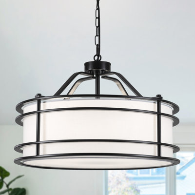 Luminaire de style campagnard rond à 5 lumières avec tambour cylindrique de 21,65 pouces