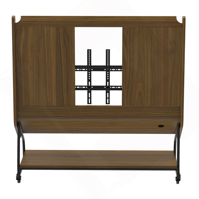 Meuble télé mobile avec support pour téléviseur 32 à 50 po avec écran de projecteur et prises de courant - Chariot télé à roulettes réglable, bois aggloméré