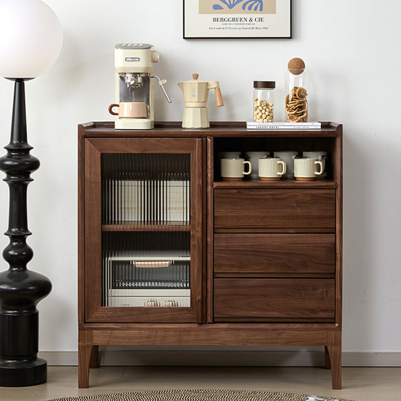 Walnut Solid Wood Sideboard, 35.43" H x 39.37" W x 15.75" D
