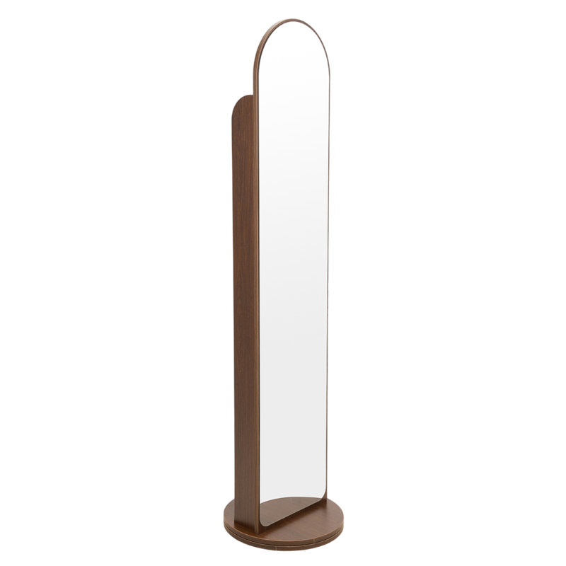 Arch Floor Mirror with Shelves, Walnut
