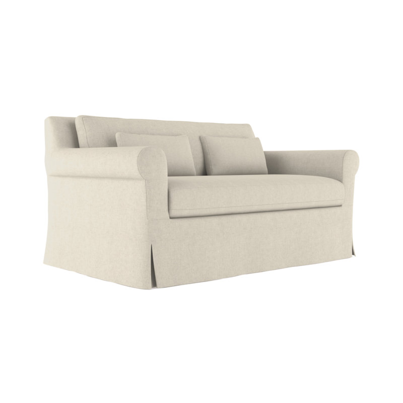 Causeuse à accoudoirs arrondis Ludlow, H 34 po x l 60 po x P 42 po, Huître de lin Box Weave, Patiné