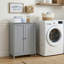 Armoire de rangement autoportante en bois à 2 portes avec tablettes intérieures réglables personnalisables pour la salle de bain-1765564806