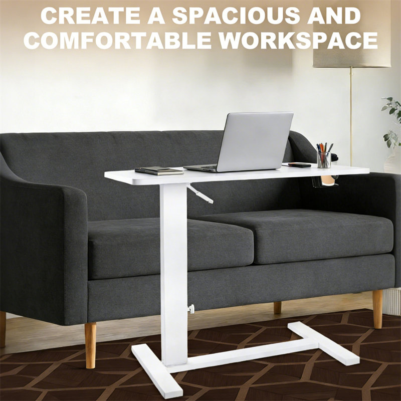 Pneumatic Height Adjustable Side Table with Hidden Casters