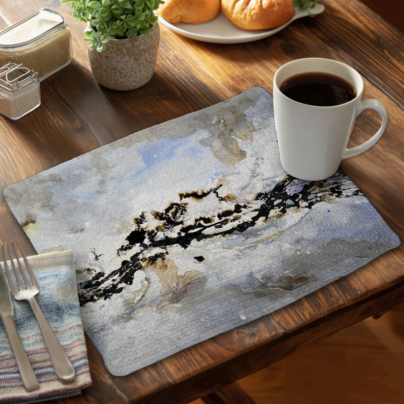 Texturized Abstract Wave Braided Polyester Placemats - Set of 4