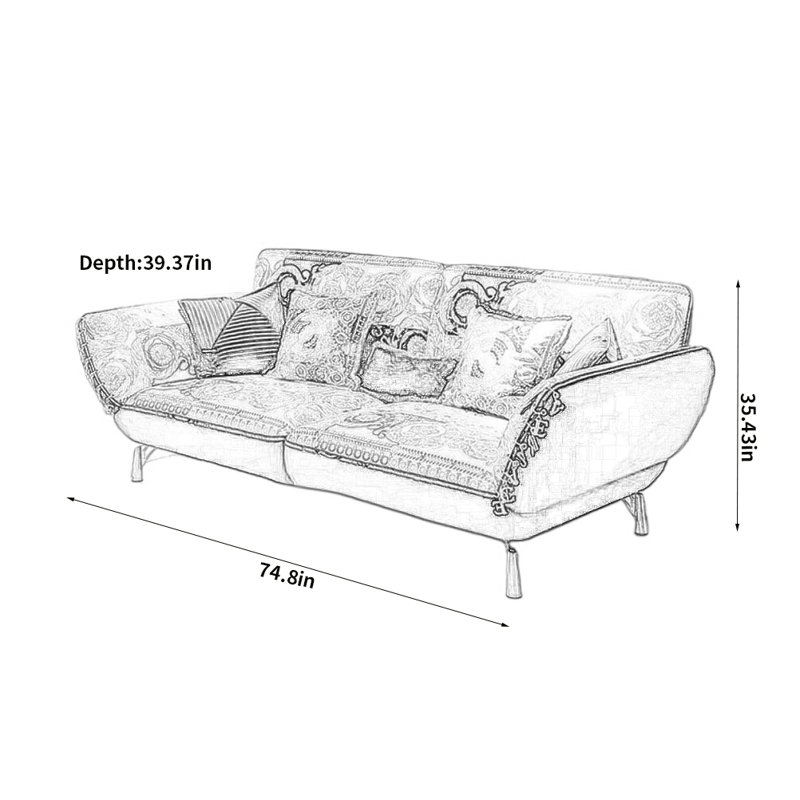 Canapé moderne et décontracté, H 35,43 po x l 74,8 po x P 39,37 po