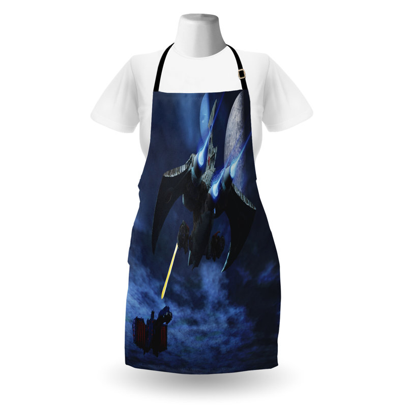 Tablier de préparation unisexe Galaxy, faisceau laser Spaceship, taille adulte, bleu noir