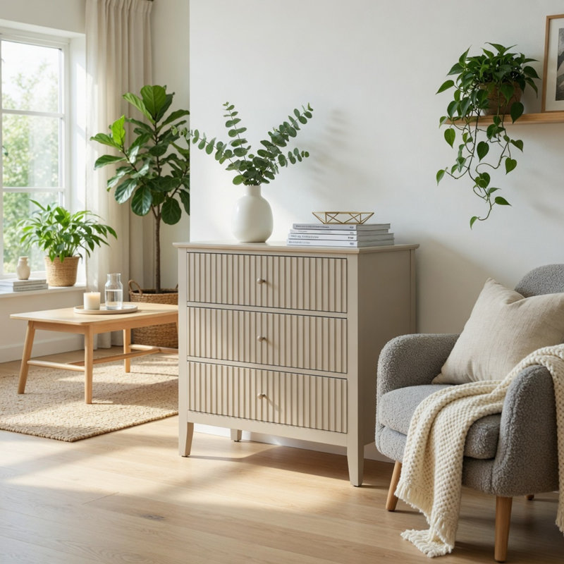 Table de bout de chambre à coucher moderne avec poignées dorées et grande capacité de rangement 32 po