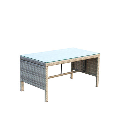 Table basse d'extérieur 1 table basse avec verre trempé transparent