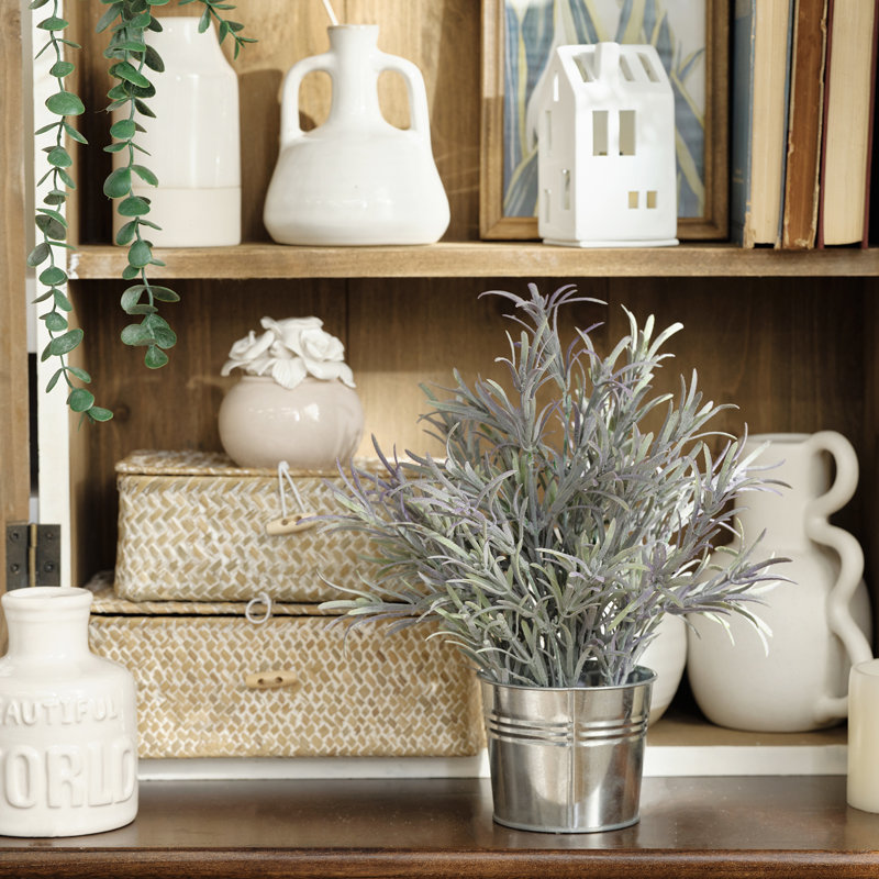 Herbes artificielles en pot 11,8 po, Mauve / Rouge