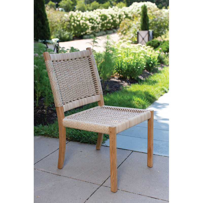 Hudson Teak Patio Dining Side Chair, Hudson Natural Cord