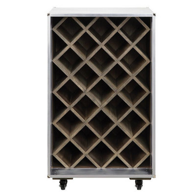 Rainier Bar Cabinet with Wheels in Aluminum