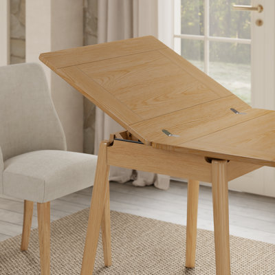 Table de salle à manger extensible en bois massif Aderyn Adryell de 23,6 à 47,2 pouces pour 2 à 6 personnes avec rangement caché