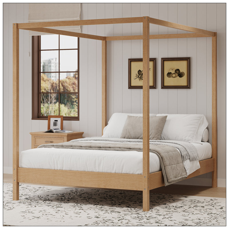 Lit pour chambre à coucher, Grand lit, Naturel, Sans tête de lit