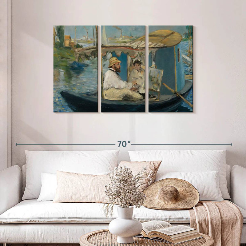 Leisha Claude Monet In His Studio Boat, 28" H x 45" W