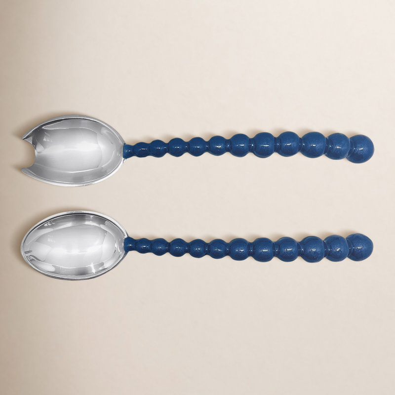 Pearled Salad Servers, Blue