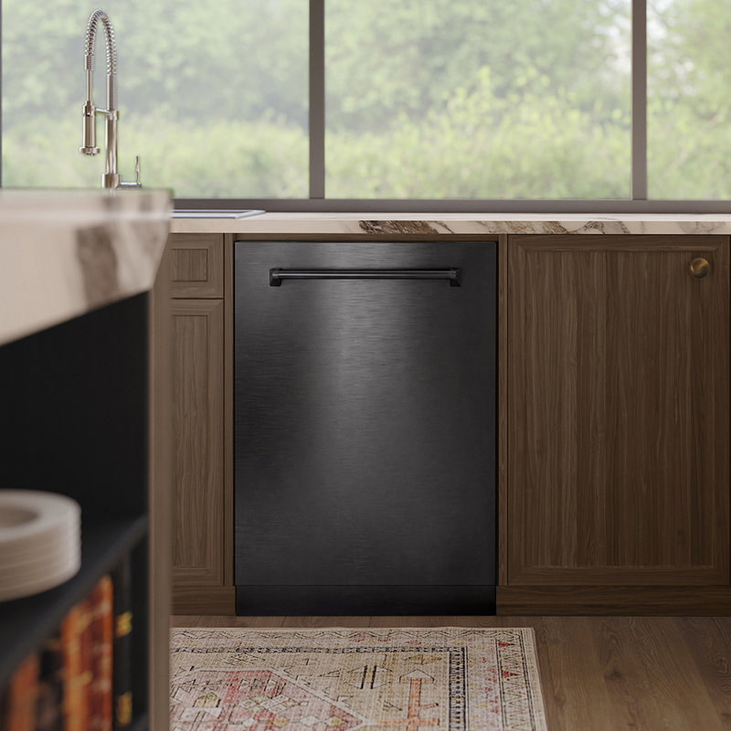 24" Monument Series 3rd Rack Top Touch Control Dishwasher with Stainless Steel Tub, Black Stainless Steel