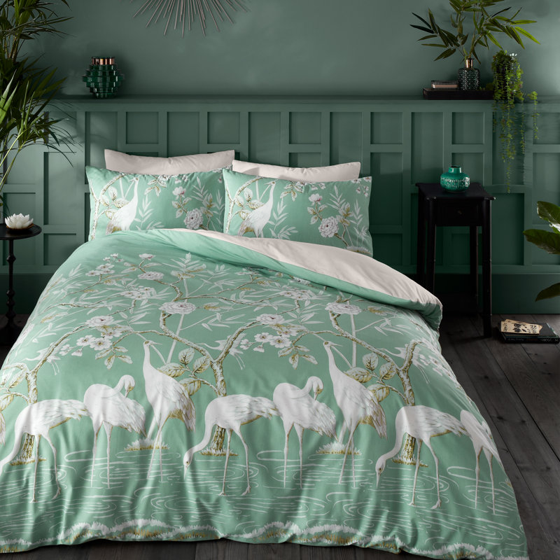 Painted Storks Duvet Cover Set With Pillowcases, 220 x 260 cm - 2 Standard Pillowcases