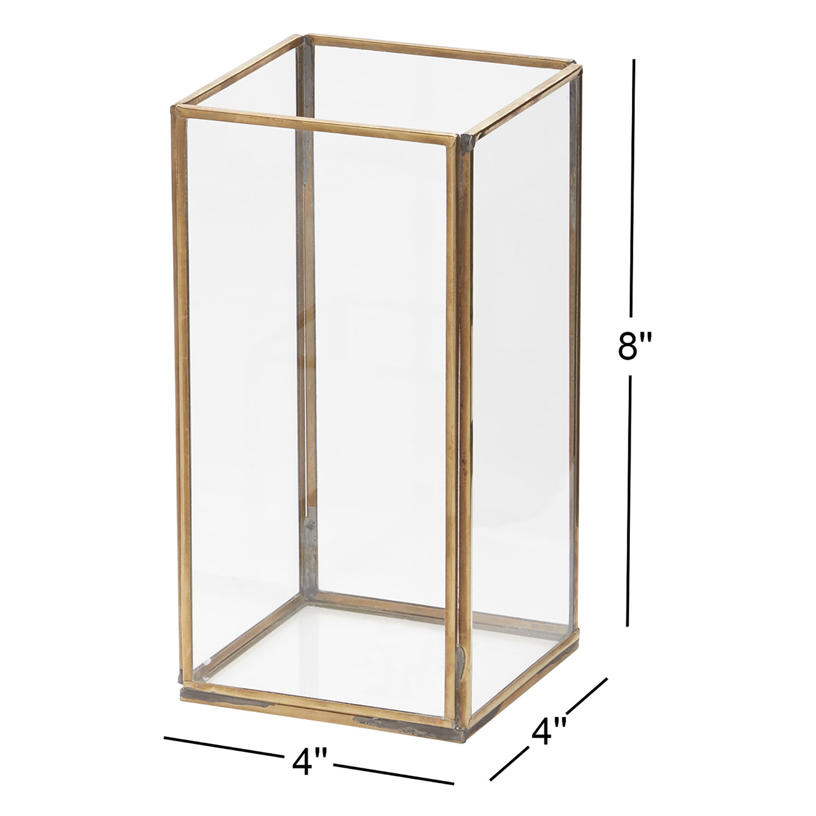 Metal Tabletop Lantern, 8" H x 4" W x 4" D