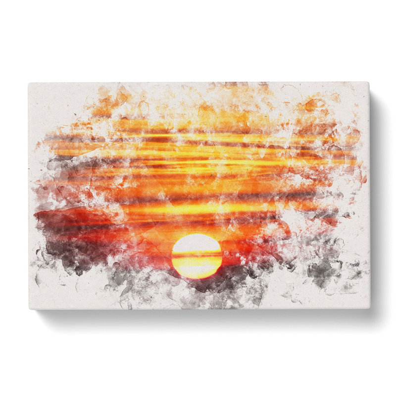 Orange Sunset - Wrapped Canvas Graphic Art Print, 60cm H x 91cm W x 3cm D