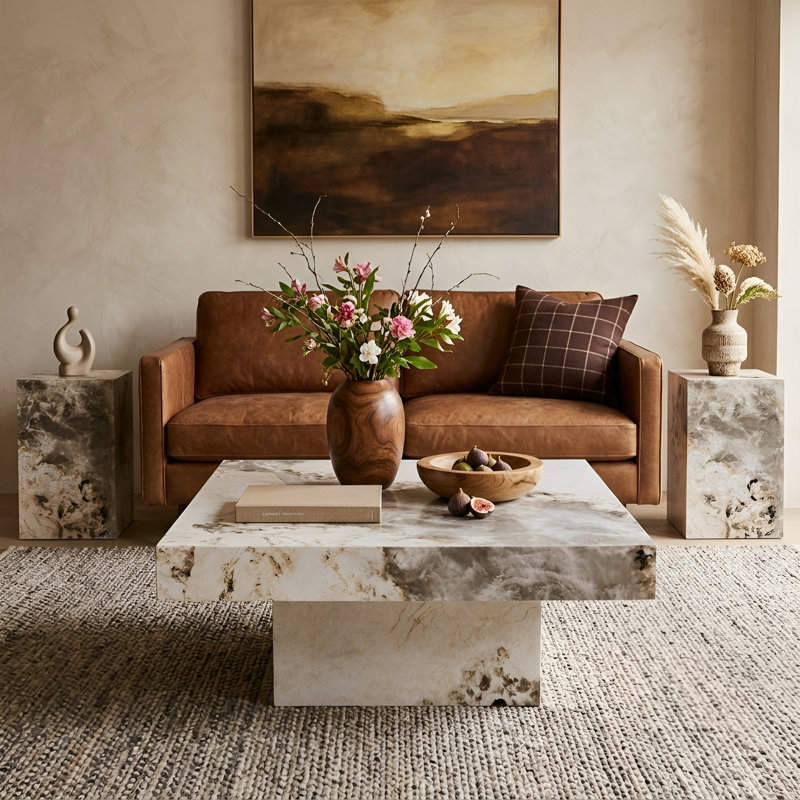 3-Piece Coffee Table Set Coffee Table And Two End Tables, Beige