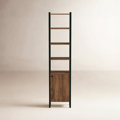 Redford 3- Tier 1 Door White Narrow Bookcase Etagere