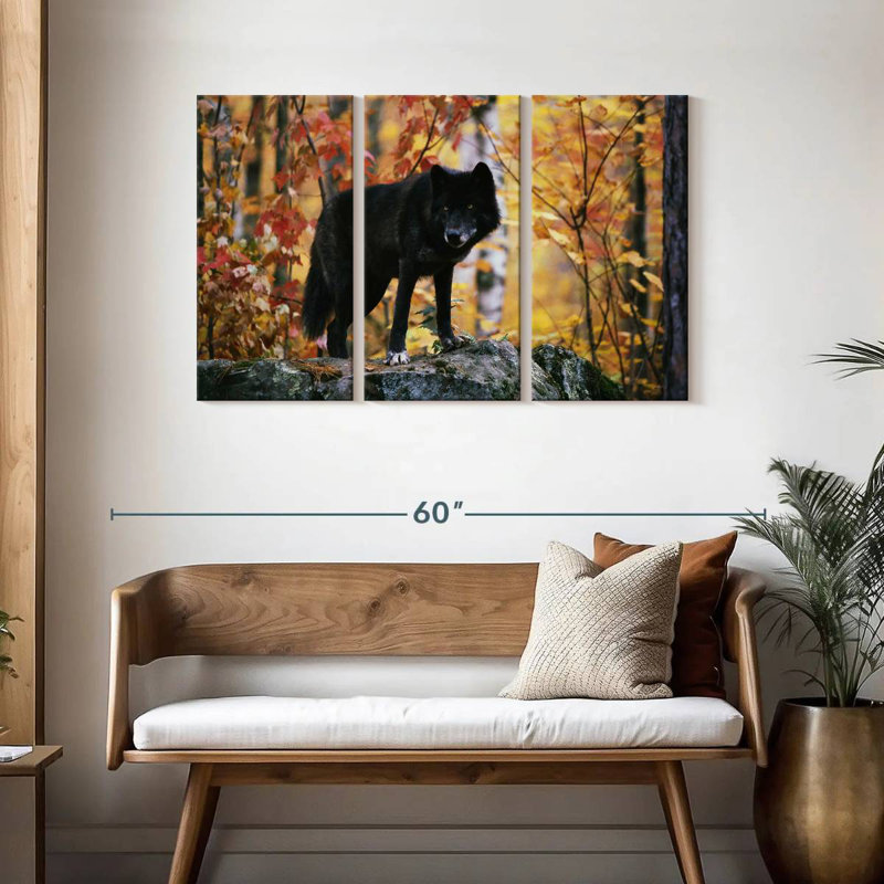 Autumn Black Wolf, 28" H x 45" W