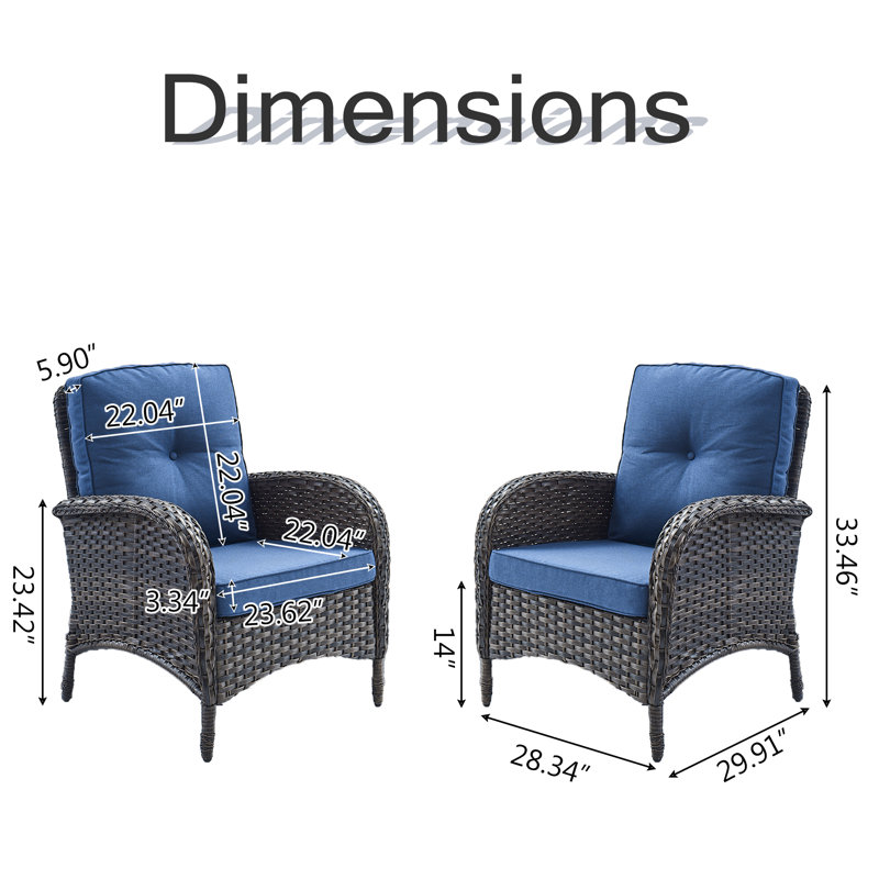 Chaise de patio avec coussins Gaetanino, Brun et bleu
