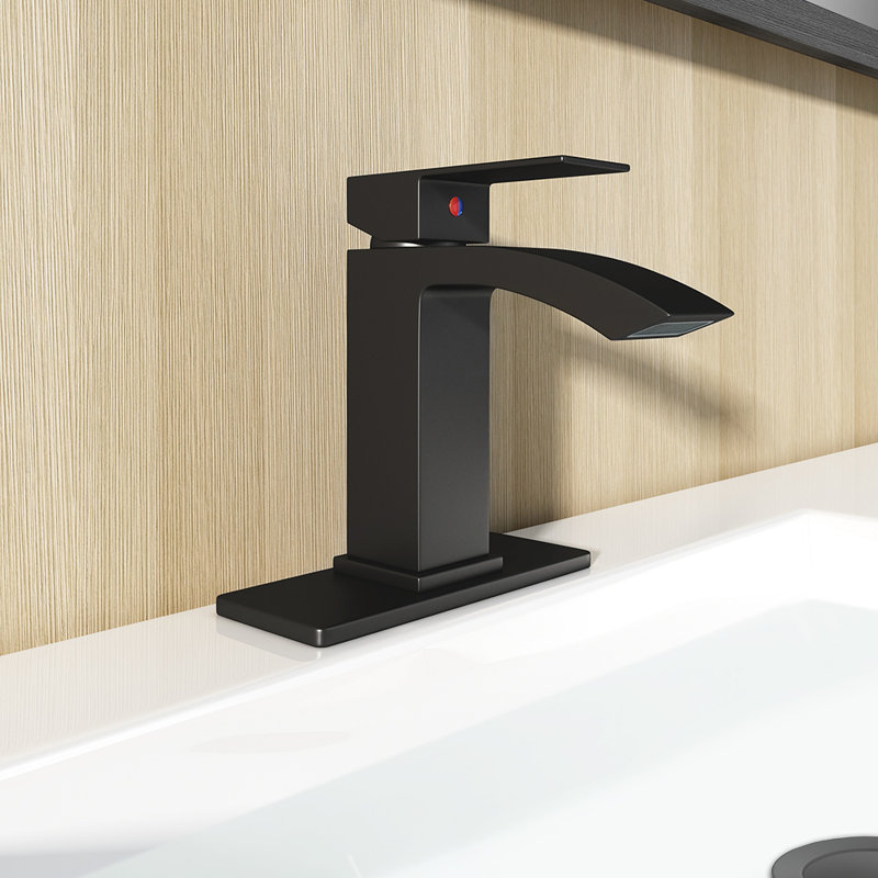 Single-Hole Single-handle Bathroom Faucet with Drain Assembly, Matte Black