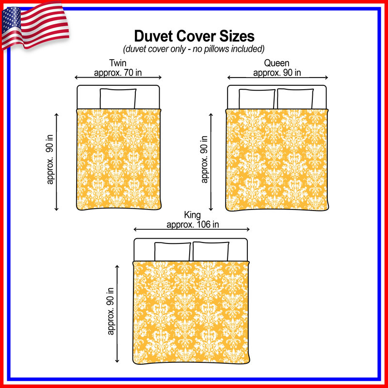Housses de couette jaunes à motif damassé, Twin