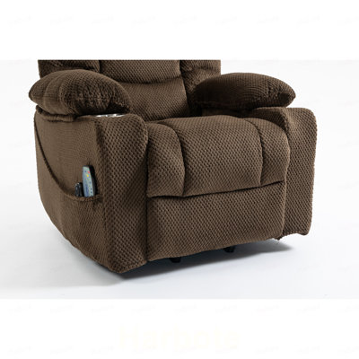 Chaise longue électrique ultra large avec chauffage par massage chaud et fonction de soutien auxiliaire - chaise longue rotative en velours pour le salon, la chambre à coucher et le bureau