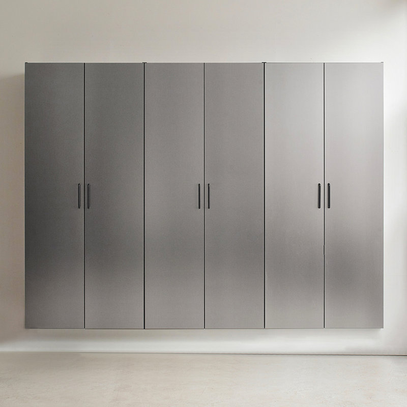Contemporary, Garage Cabinet D (3), 94.31 In. W, 80.33 H, Metallic Grey Finish, Function, Water And Heat Protection, Thick Edge Banding, E0-grade , Shelf Device, Double Bracket 96 Wide (3) With