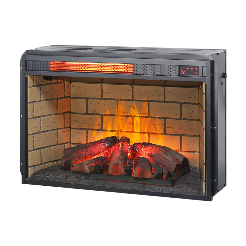 26 Inch Infrared Quartz Heater Fireplace Insert -Woodlog Version With Brick