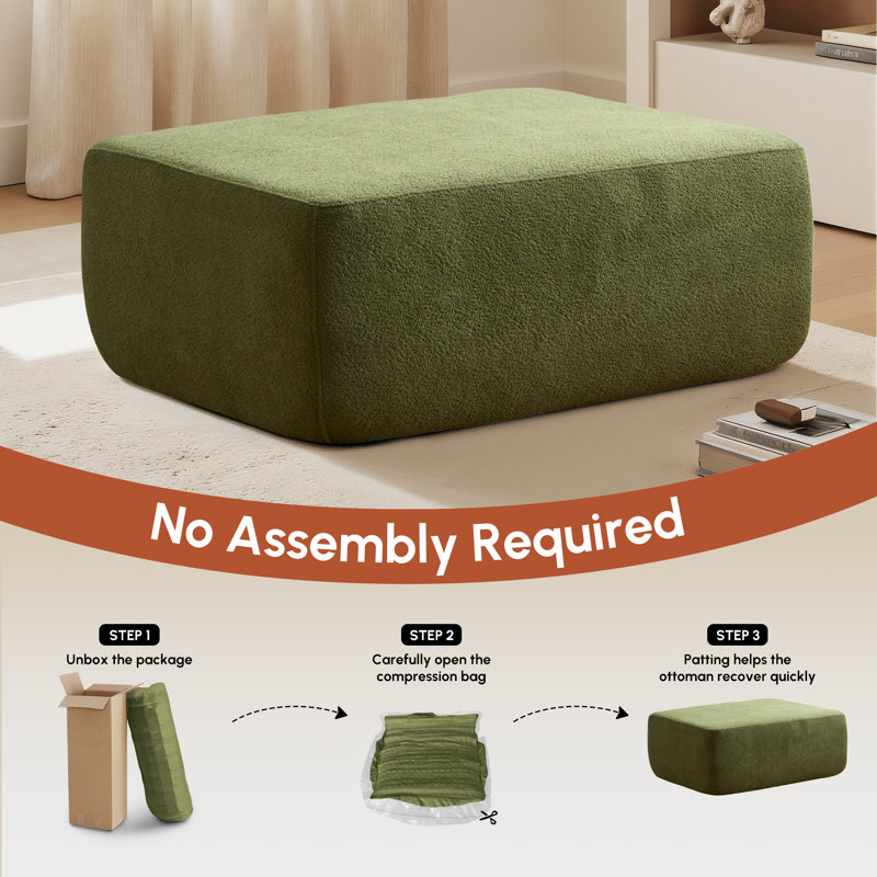 Repose-pieds en velours côtelé 37 po Nathasa, Green Polyester Blend