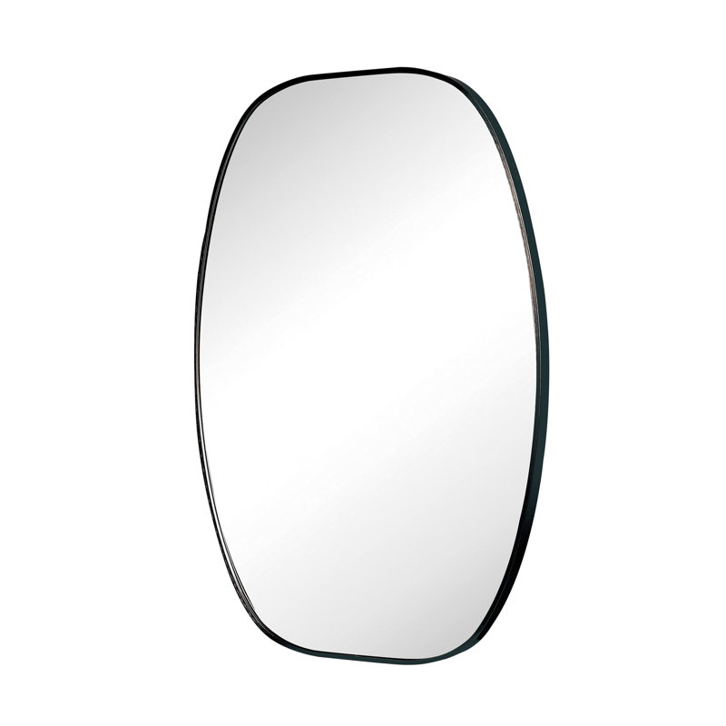 24x36 in Black Metal Framed Oval Vanity Bathrrom Mirror for Wall, Black