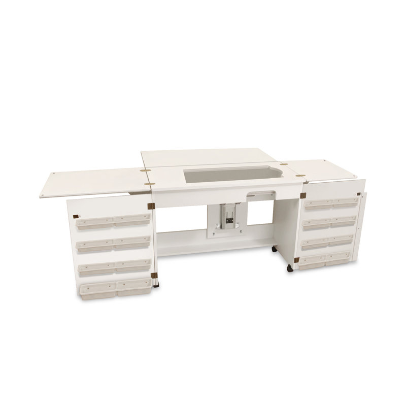 Bertha 84.18" x 39.75" Foldable Crafting Storage Cabinet with Wheels, White