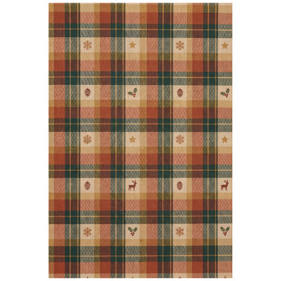 Tithebarn Tapis à carreaux orange, vert, doré, antidérapant, à poils courts, intérieur, extérieur, animaux de compagnie, salon, chambre à coucher, vestibule, couloir, bureau, paillasson, tapis de Noël