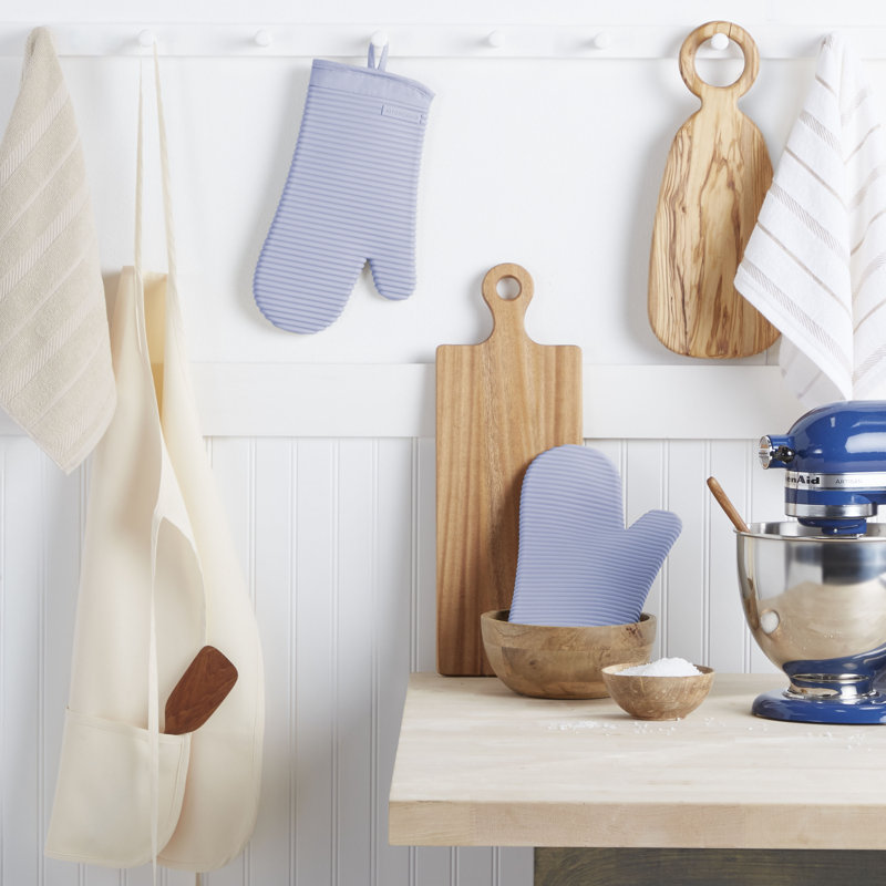 KitchenAid Ribbed Soft Silicone Oven Mitt, Light Blue