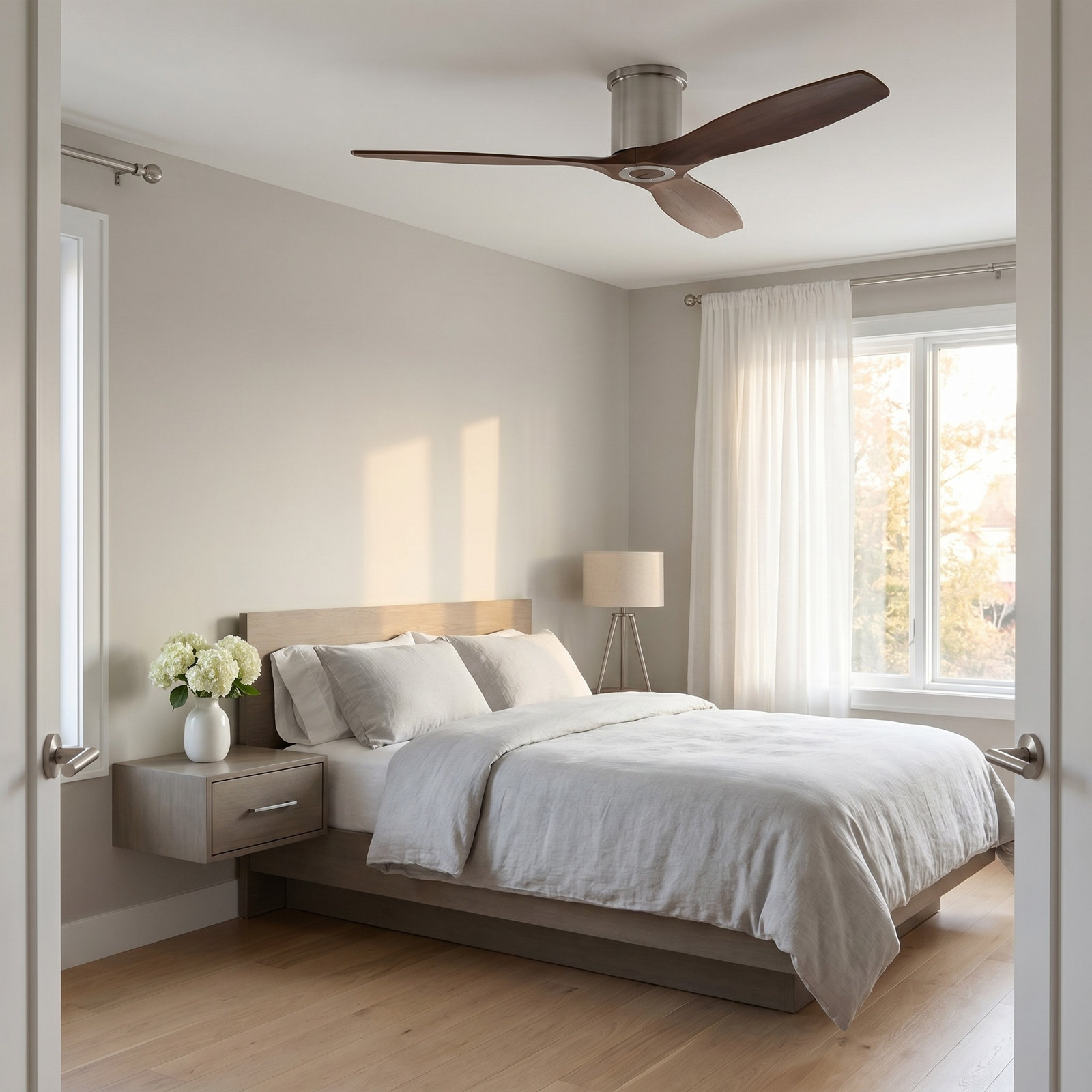 Rafaella 52'' 3 Blade Ceiling Fan, Dark Walnut, Brushed Steel