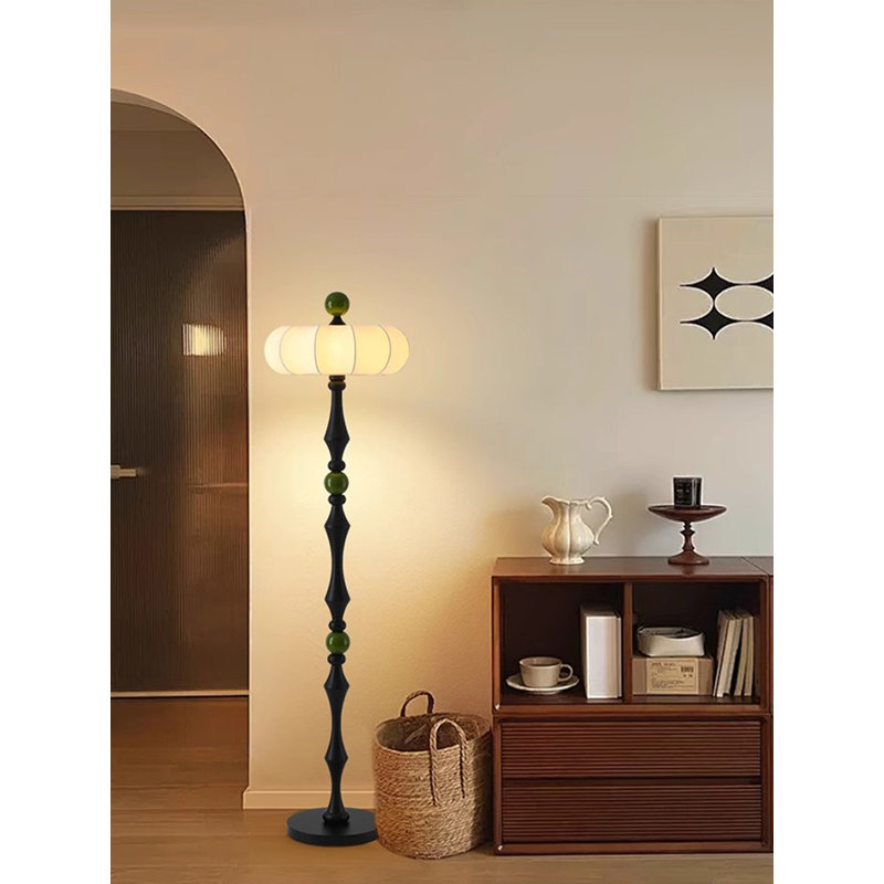 Lampe sur pied en fer et en tissu de style Mid-Century