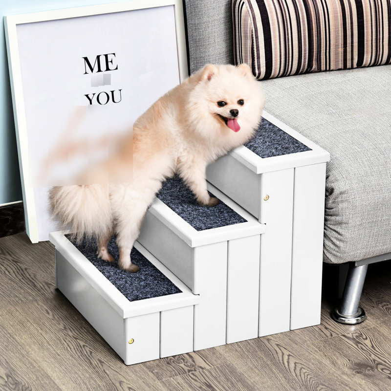 Rampe d'escalier blanche pour animaux 3 niveaux