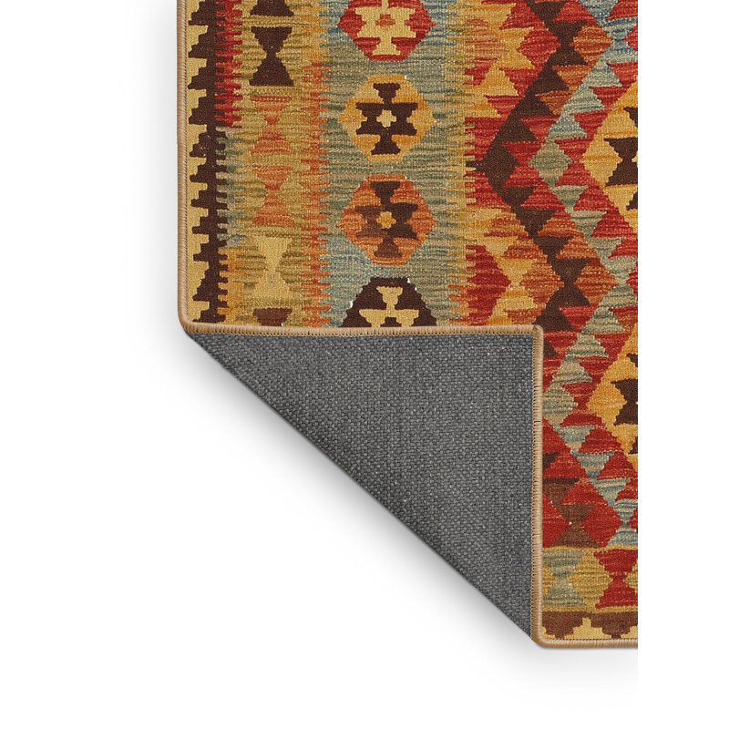 Tapis gris/rouge/crème contemporaine, Rectangle 2 pi x 4 pi
