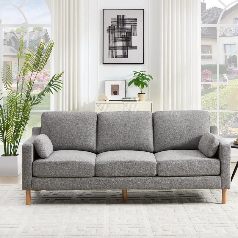 Lagoa 84'' Square Arm Upholstered Standard Sofa, Gray Boucle
