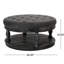 Tissu élégant avec boutons et surpiqûres gaufrées, couleur gris anthracite, base en bois de pin, ornement rond et touffeté chic 40 po x 20 po, 19,71 po