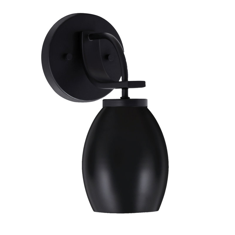 Cavella Wall Sconce Shown In Matte Black Finish With 5" Oval Metal Shade, Black