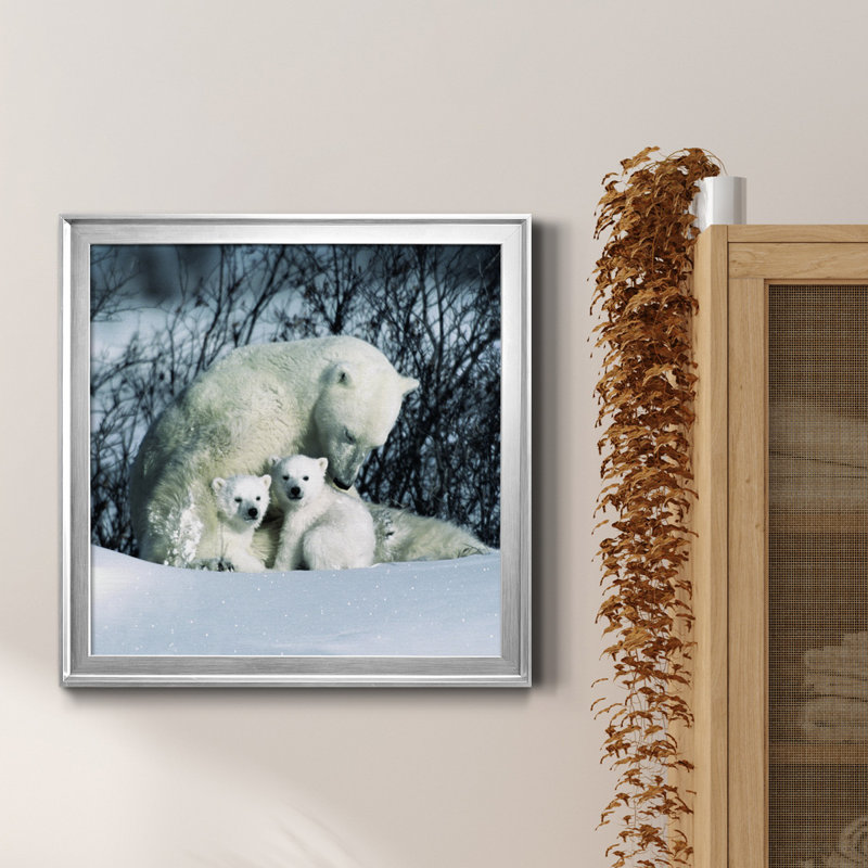 Winter Snuggle - Photographie de cadre photo sur toile, H 17,5 po x l 17,5 po x P 1,5 po, Encadrement argenté