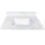 Comptoir de salle de bain 31 pouces White Quartz, évier encastré de 3/4 po d'épaisseur au centre, 4 dosserets hauts, trou de robinet pré-percé, chauffage, comptoir de meuble-lavabo idéal, comptoir simple, invité
