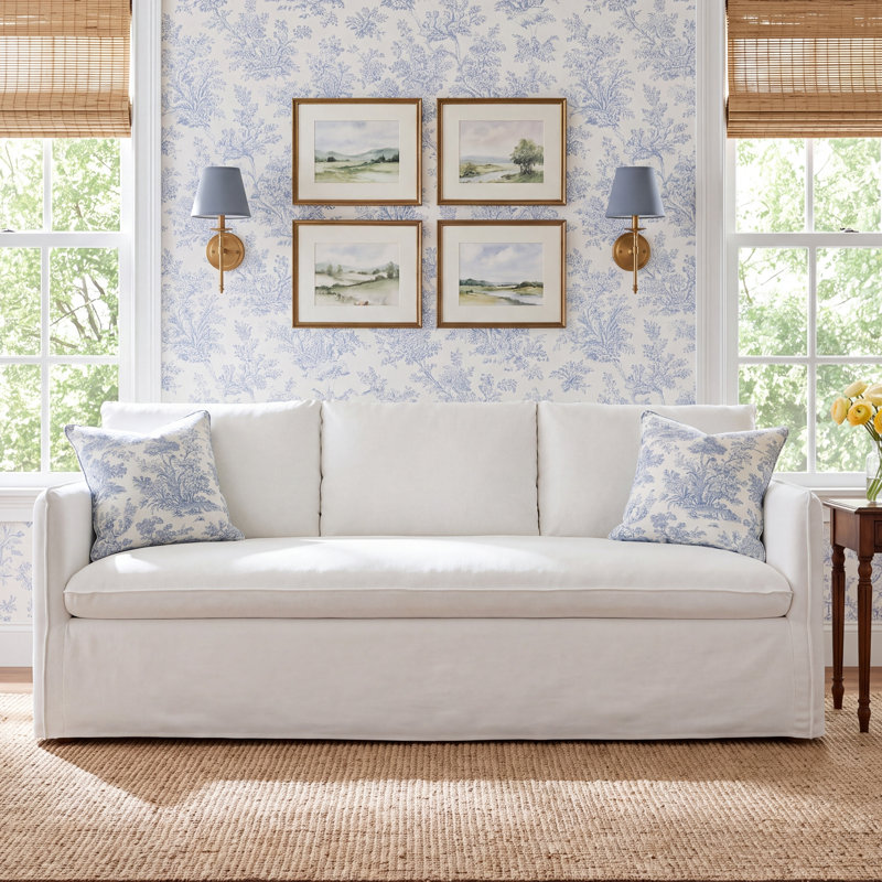 Bellatrix 83'' Slipcovered Sofa, Nomad Snow Crypton® Chenille