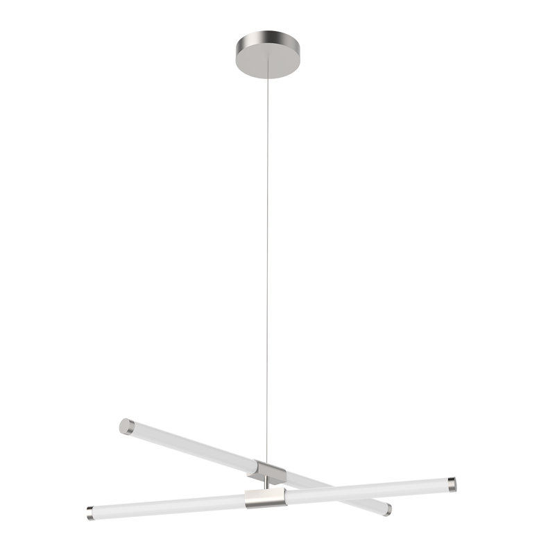 Akari Sleek Minimalist 35.5" LED Linear Chandelier in Brushed Nickel